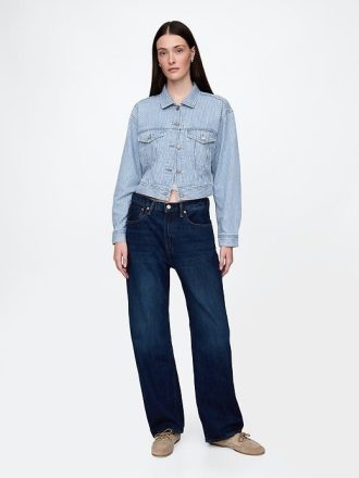 Jachetă Icon tăiată cu dungi UltraSoft Denim