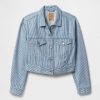 Jachetă Icon tăiată cu dungi UltraSoft Denim