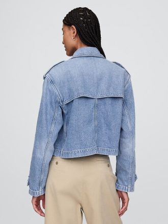 Jachetă UltraSoft Denim Crop Trench