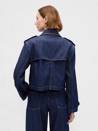 Jachetă UltraSoft Denim Crop Trench