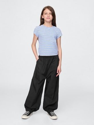 Joggeri largi din poplin pentru copii