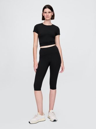 Leggings crop GapFit Smooth cu talie mare