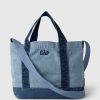 Mini geantă tote cu curea din denim cu logo Gap