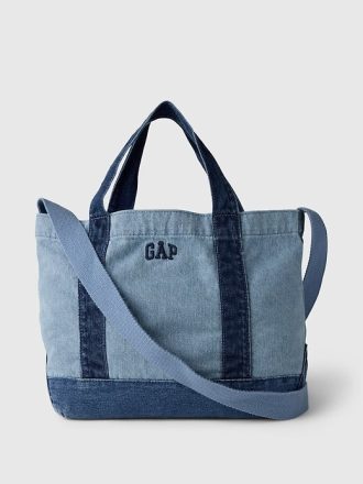 Mini geantă tote cu curea din denim cu logo Gap Mini geantă tote cu curea din denim cu logo Gap