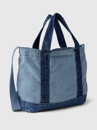Mini geantă tote cu curea din denim cu logo Gap Mini geantă tote cu curea din denim cu logo Gap