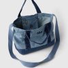 Mini geantă tote cu curea din denim cu logo Gap