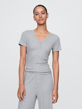 Mini Rib Henley PJ Top