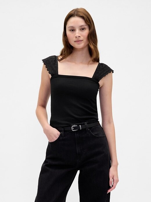 Modern Rib Flutter Tank Top Modern Rib Flutter Tank Top