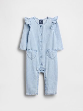 One-Piecă pentru bebeluși denim cu inimă