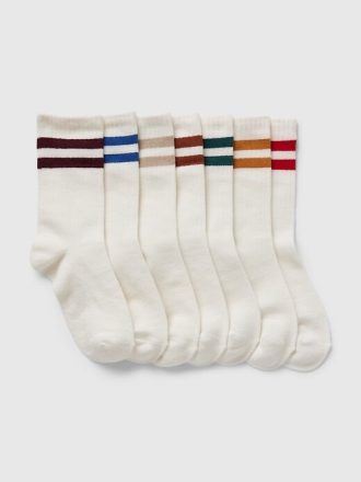 Șosete pentru copii din bumbac organic Varsity Crew (pachet de 7)