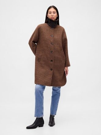 Palton pentru mașină Houndstooth din amestec de lână