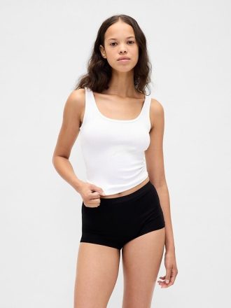Pantalon scurt din bumbac elastic organic cu talie mare