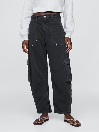 Pantaloni cargo cu talie medie