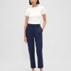 Pantaloni crop subțiri din tricot dublu cu talie înaltă