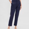 Pantaloni crop subțiri din tricot dublu cu talie înaltă
