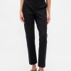 Pantaloni crop subțiri din tricot dublu cu talie înaltă