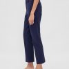 Pantaloni crop subțiri din tricot dublu cu talie înaltă