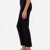 Pantaloni crop subțiri din tricot dublu cu talie înaltă