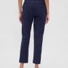 Pantaloni crop subțiri din tricot dublu cu talie înaltă