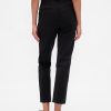 Pantaloni crop subțiri din tricot dublu cu talie înaltă