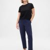 Pantaloni crop subțiri din tricot dublu cu talie înaltă