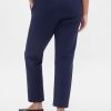 Pantaloni crop subțiri din tricot dublu cu talie înaltă