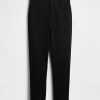 Pantaloni crop subțiri din tricot dublu cu talie înaltă
