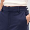Pantaloni crop subțiri din tricot dublu cu talie înaltă