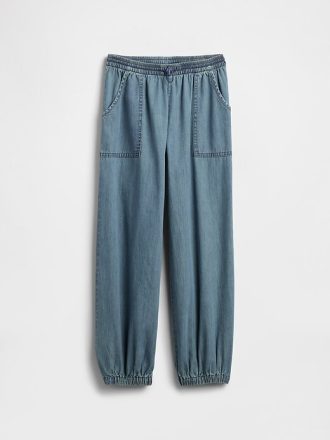Pantaloni de jogging largi din denim cu talie mare pentru copii