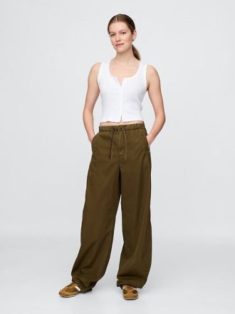 Pantaloni de parașută cu talie medie