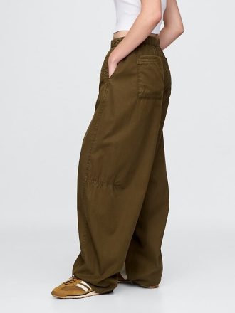 Pantaloni de parașută cu talie medie