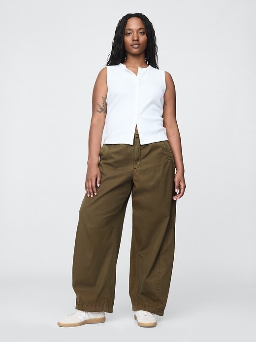 Pantaloni de parașută cu talie medie Pantaloni de parașută cu talie medie