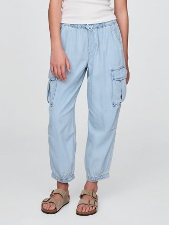 Pantaloni de parașuta cargo din denim pentru copii