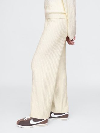 Pantaloni de pulover CashSoft din tricot cu cablu