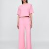 Pantaloni de trening French Terry, cu picioare late, cu tiv rulat