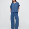Pantaloni din denim din tifon de bumbac Easy Barrel