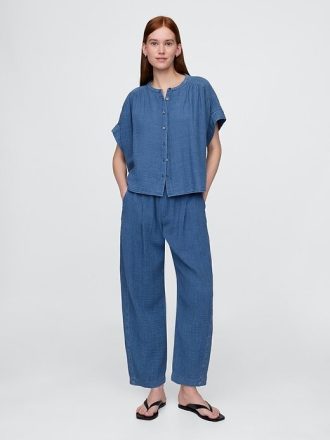Pantaloni din denim din tifon de bumbac Easy Barrel