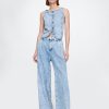 Pantaloni din denim plisați UltraSoft cu talie înaltă 365