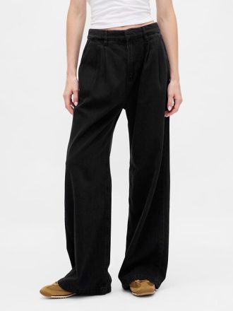 Pantaloni din denim plisați UltraSoft cu talie înaltă 365