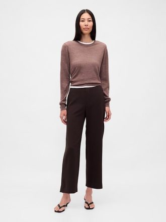 Pantaloni drepti de sarg cu talie mare