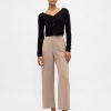 Pantaloni drepti de sarg cu talie mare