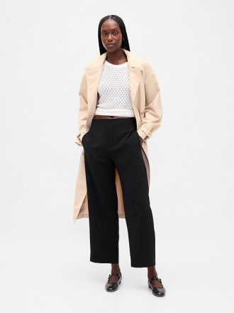 Pantaloni drepti de sarg cu talie mare