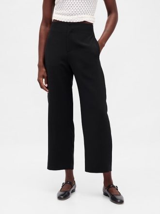 Pantaloni drepti de sarg cu talie mare