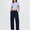 Pantaloni Easy Barrel cu talie medie din amestec de in Pantaloni Easy Barrel cu talie medie din amestec de in