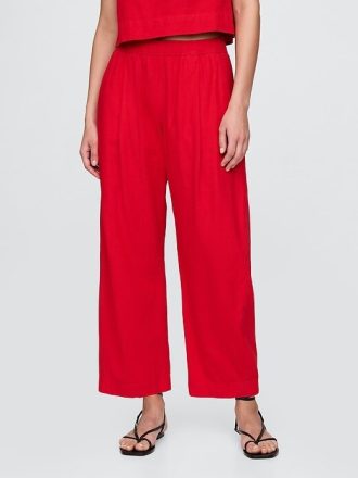 Pantaloni Easy Barrel cu talie medie din amestec de in