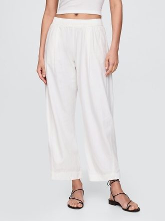 Pantaloni Easy Barrel cu talie medie din amestec de in