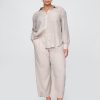 Pantaloni Easy Barrel cu talie medie din amestec de in Pantaloni Easy Barrel cu talie medie din amestec de in