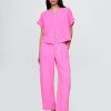 Pantaloni Easy Barrel din tifon de bumbac Pantaloni Easy Barrel din tifon de bumbac