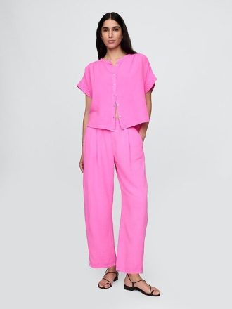 Pantaloni Easy Barrel din tifon de bumbac