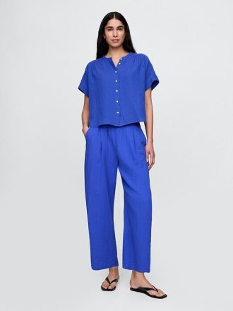 Pantaloni Easy Barrel din tifon de bumbac